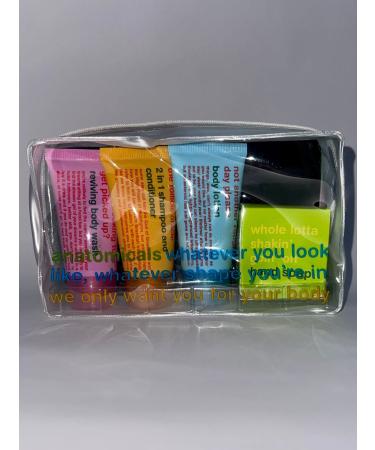 Anatomicals travel wash pouch bag 2 in 1 shampoo and conditioner 30ml body wash 30ml body lotion 30ml and soap 50g