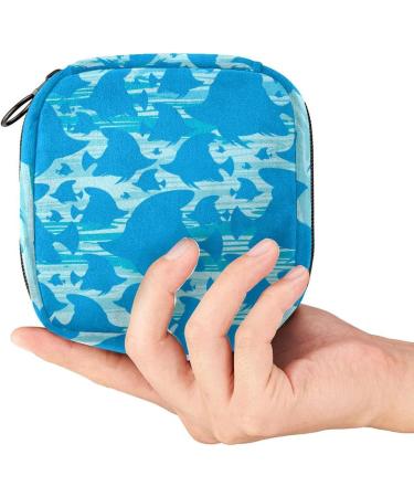 Menstruation Pad Bag with Zipper - Stylish Women's Napkin & Tampon Bag | Blue Fish Silhouettes - Perfect for Girls - Buy Online on GoSupps.com