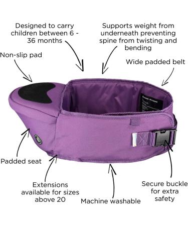 Hippychick Hipseat Baby Carrier | Lightweight Adjustable Back Support Waist Stool (Purple) - 6-36 Months - Buy Online on GoSupps.com