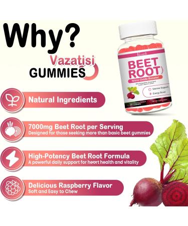 Beet Root Gummies 7000MG Nitric Oxide Beetroot Gummies with Coq 10, Grape Seed, Pomegranate for Circulation & Energy Support Vegan, Non-GMO, 120 Beet Chews 60 Count (Pack of 2) - Buy Online on GoSupps.com