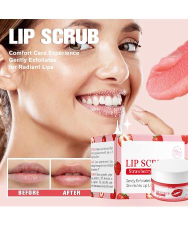 Strawberry Lip Scrub Exfoliator Lip Scrub Moisturizing Lip Care to Remove Dead Skin Lip Lightening For Dark Lips Lip Exfoliator Scrub Sugar Scrub for Chapped & Cracked Lips for Lip Repair - Buy Online on GoSupps.com