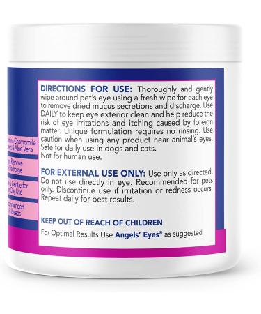 Angels Eyes Tear Stain Wipes for Dogs and Cats | 100 ct | Gentle Eye & Face Wipes for Discharge & Mucus - Buy Online on GoSupps.com