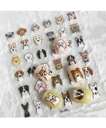 Cut Dog Nail Stickers - Retro Relief Cartoon Animal Nail Art Decals for Women & Girls | 3D Teddy & Husky Designs - Buy Online on GoSupps.com