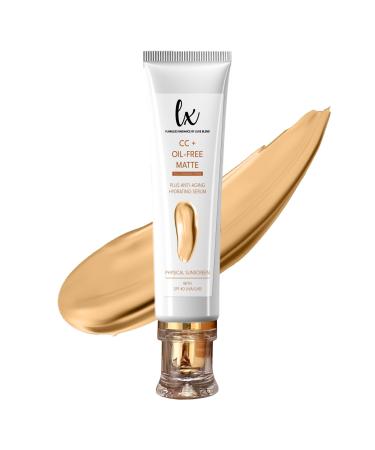 Lx Blend Matte Foundation CC Cream Foundation with SPF 40 Full Coverage Foundation Skin Tint with SPF Anti-Aging Deeply Hydrating Foundation with Shine Control (Medium)