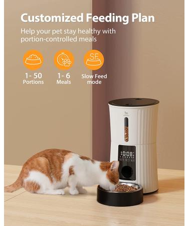 Petory Timed Automatic Cat Feeders - 4L Programable Dry Food Dispenser for Cats and Small Medium Dogs 6 Meals with Desiccant Bag Dual Power Supply 10S Voice Recorder White Regular Version - Buy Online on GoSupps.com
