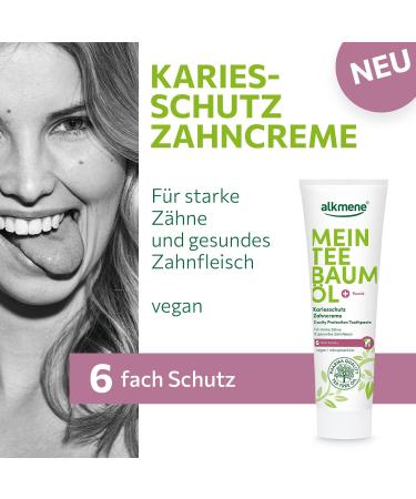 Alkmen My Tea Tree Oil Toothpaste 3 Pack - Vegan Fluoride-Free 6-Fold Protection for Strong Teeth & Healthy Gums - 100ml Each - Natural & Climate-Neutral - Buy Online on GoSupps.com