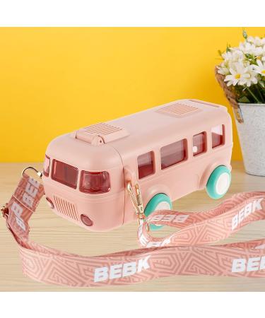 Txkrhwa Car Straw Water Cup 500ml Pink - Portable Leak-Proof Kids Drinking Jug with Shoulder Strap & Locking Flip Lid - Cute Cartoon Design - Ideal for Bus Travel - Small Square Toy Water Bottle - Buy Online on GoSupps.com