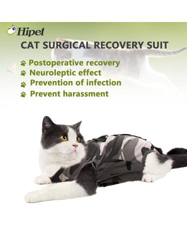 Hipet Cat Surgical Recovery Suit | Abdominal Wounds & Skin Diseases | Anti-Licking Vest for Cats | Replacement for E-Collar & Cone | Camouflage (L) - Buy Online on GoSupps.com