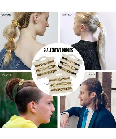 Khaki Hair Ties Accessories | Cute Bracelet Hair Bands with Metal Jewelry | Elastic Ponytail Holders for Women and Girls | Trendy Gift Idea - Buy Online on GoSupps.com