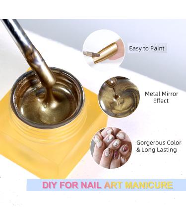 U-Shinein 8ml Metallic Painting Gel Nail Polish - Golden | 3D Metal Painted DIY Nail Art Manicure - Buy Online on GoSupps.com