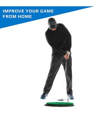 Fiberbuilt Flight Deck Oval Golf Hitting Mat | Real Grass-Like Performance | Adjustable Height Tee | Black/Green | 21.25 x 13.5 x 1.75 | Indoor/Outdoor - Buy Online on GoSupps.com