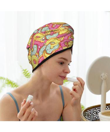 Quick-Dry Hair Towel Wrap | Button Turban & Head Towel in Donut & Blue | Perfect for Fast Hair Drying - Buy Online on GoSupps.com