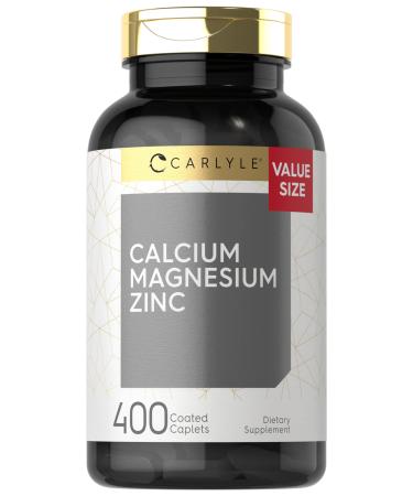 Carlyle Calcium Magnesium Zinc | 400 Caplets Value Size | Vegetarian Non-GMO Gluten Free Supplement