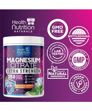 Magnesium Powder Supplement - Magnesium Citrate Powder Drink Mix Unflavored - Mag Citrate & Aquamin Supplements for Bone Heart & Muscle Support Sugar Free Gluten Free Vegan - 60 Servings - Buy Online on GoSupps.com