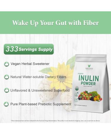 VELOTO Organic Inulin Powder Pure Inulin Prebiotic Natural Soluble Fibers Sweetener Unflavored & Unsweetened Plant Powder for Smoothie Gluten Free Vegan 2.2 lbs - Buy Online on GoSupps.com