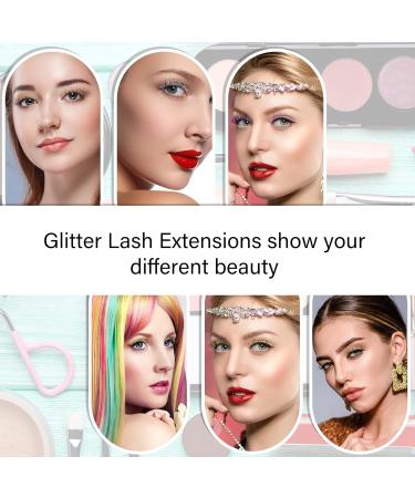 12 Colored Glitter Lash Extensions Fan Volume Individual Lashes Set - Christmas Gift, 14-19mm 0.18D - 2 Packs with Brushes & Tweezers - Buy Online on GoSupps.com