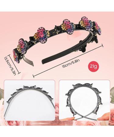 Sparkling Crystal Stone Hair Clips Double Bangs Hairstyle Headband Set for Women - Rhinestone Twist Plait Hair Accessories - Buy Online on GoSupps.com