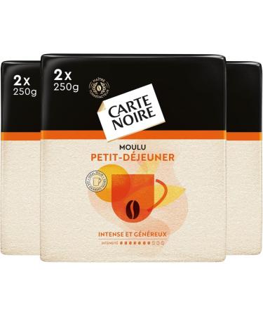 CARTE NOIRE - Moulu Petit D jeuner 1 5Kg - Arabica et Robusta - Intensit 7 - caf long - Intense et Aromatique - 6x250g