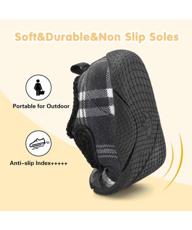 JOINFREE Baby Girl First Walking Shoes - Anti-Slip Plush Slipper Shoes for Cozy Toddlers in Black Plaid - Size 8.5/9 UK - Buy Online on GoSupps.com
