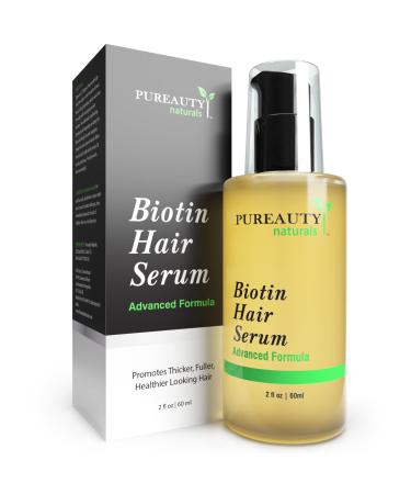 Biotin Hair Growth Serum - Biotin serum & Hair growth oil and hair serum - Topical hair growth product for thicker looking hair growth for women & men hair loss serum - Biotin oil by Pureauty Naturals 2 Fl Oz (Pack of 1)