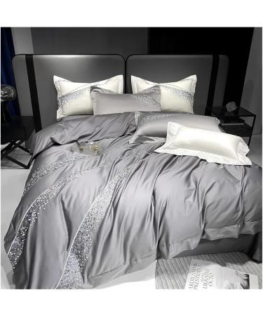 Embroidery Satin 1200TC 100% Egyptian Cotton Luxury Bedding Set Chic Duvet Cover Set Quilt Cover Bed Sheet Set Pillowcases Bedding Set (Beige King 220X240cm 4pcs) - Buy Online on GoSupps.com