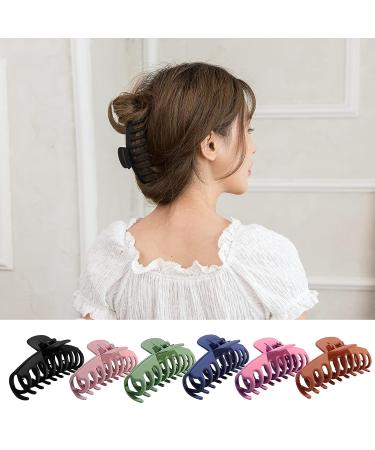 SYGY 6PCS Large Hair Claw Clips for Women - Nonslip Matte Strong Hold Banana Clips for Thick/Thin Hair - Fashion Jumbo Jaw Clips in 6 Colors - Buy Online on GoSupps.com