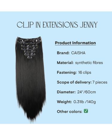 CAISHA XL 60cm 7 Piece Clip-In Hair Extensions - Thickening Straight Natural Black #2 - Premium Quality & Easy to Use - Buy Online on GoSupps.com
