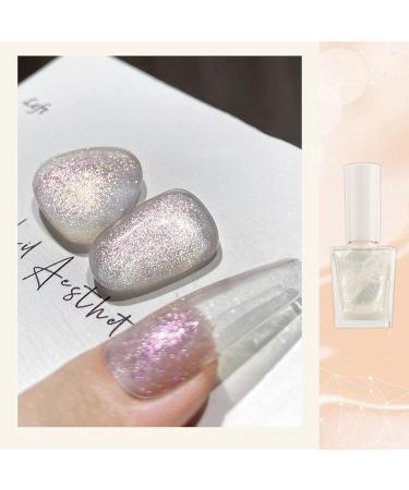 Pearl White Glitter Nail Polish Mermaid Shell Silver Shimmer Holographic Quick Dry Nail Varnish Shining Sparkling Long Lasting No Need Cure DIY Nail Art Manicure Gift for Women & Girls - Buy Online on GoSupps.com