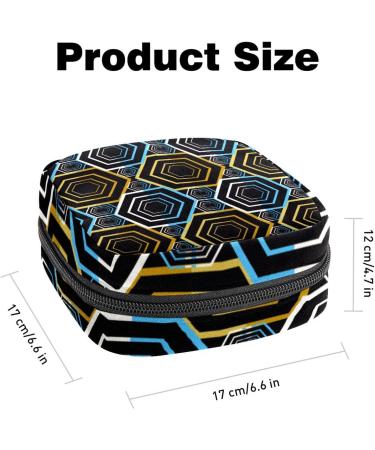 Geometric Hexagonal Rhombus Sanitary Napkin Storage Bag - Portable Period Pouch for Women & Girls - 1Pcs Multi-colored - Buy Online on GoSupps.com