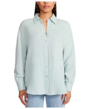 BB DAKOTA Womens Oh My GauzeShirt X-Small Sea Mist