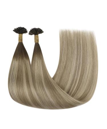Youngsee Bonding Extensions - Real Hair Balayage U-Tip Extensions Brown Ombre & Blond - 55cm Remy Keratin 50g #3/8/22 - Buy Online on GoSupps.com