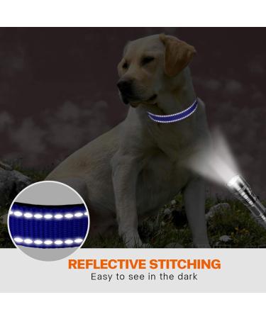 Buy Taglory Soft Padded Neoprene Dog Collar for Medium Dogs - Adjustable Reflective Dark Blue (M) | Ideal for Training & Comfort - International Shipping Available - Buy Online on GoSupps.com
