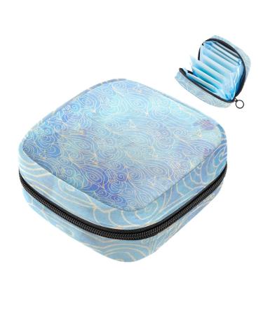 MUOOUM Tie Dye Wave Ship Pattern Sanitary Napkin Storage Bag Portable Period Bag for Women Teen Girls Menstrual Cup Pouch Nursing Pad Holder Multi-colored 7