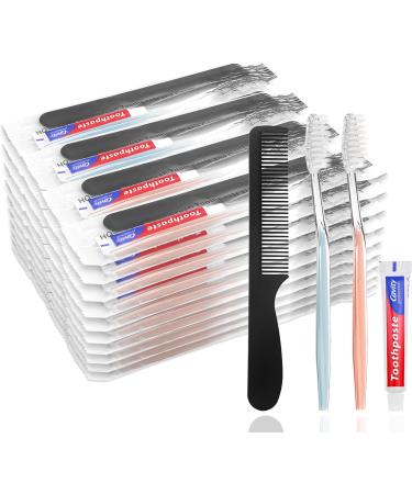 HQSLsund 50 Pack Disposable Toothbrushes with Toothpaste and Comb - Travel Size for Homeless, Individually Wrapped - Hotel, AirBnb, Shelter, Charity - Buy Online on GoSupps.com
