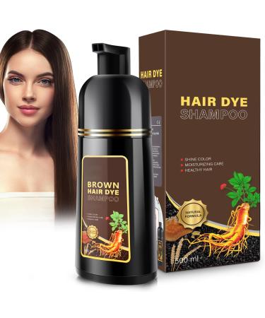Hair Dye Shampoo for Gray Hair Hair Color Shampoo for Women Men Gray Coverage Herbal Ingredients 3 in 1 Black Hair Dye 500ml (Brown)