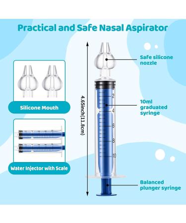 Baby Nose Syringe - 10ml Professional Nasal Irrigator for Safe Nasal Cleansing (2pcs Blue) - Buy Online on GoSupps.com