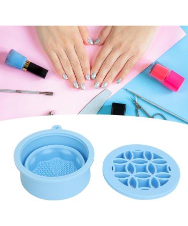 Makeup Brush Cleaning Bowl Multifunctional Space Saving Palm Size Folding 2 in 1 Makeup Brush Scrubber with Brush Drying Rack for Home (blue) - Buy Online on GoSupps.com