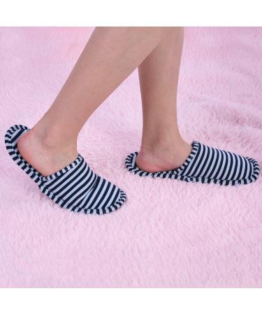 Keenso Reisen Foldable Slippers - Soft Cotton Portable Reusable Indoor Travel Slippers for Men - Non-Slip Blue Stripes for Hotel Plane & Home Use - Buy Online on GoSupps.com