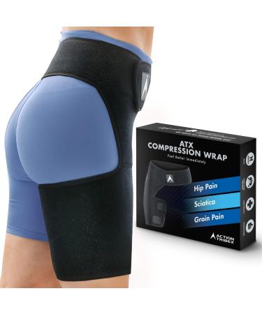 ATX Compression Wrap - Hip and Groin Support - Sciatica Nerve Pain Relief - Brace for Pulled Muscles - Hamstring Thigh Quadriceps Arthritis Joints - SI Belt Men and Women - 32