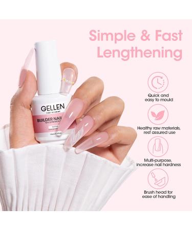 Gellen 15ml Builder Gel Nude Pink Extension Hard Gel for Nails Color Nail Gel Strengthener Gel No Need Slip Solution UV LED Gel Thickening Enhancement Building Gel Nail Polish - Buy Online on GoSupps.com
