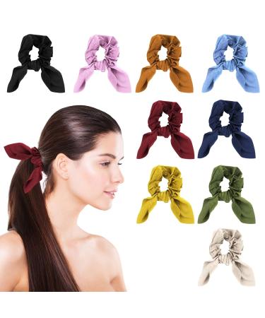 Shop Sibba 9-Piece Elastic Hair Ties with Bow & Rabbit Ears | Silk Ponytail Holders for Women & Girls International Shipping Available - Buy Online on GoSupps.com