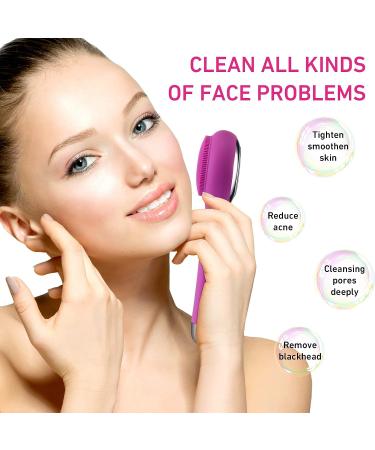 Rechargeable Facial Cleansing Brush for Men & Women - Electric Face Scrubber Cleanser for Deep Exfoliation and Cleansing (Purple) - Buy Online on GoSupps.com