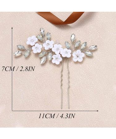 Relandy Flower Bride Wedding Hair Pin Crystal Silver Headpiece Rhinestone Bridal Hair Accessories for Women and Girls - Buy Online on GoSupps.com