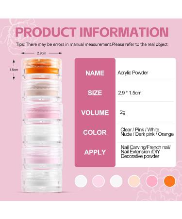 Nail Acrylic Powder Kit 5 Colors for Nail Acrylic Extension or Nail Carving and DIY Nail Art Long Lasting and No Need for Nail Lamp for Carving DIY Home Salon Manicure Gifts - Buy Online on GoSupps.com