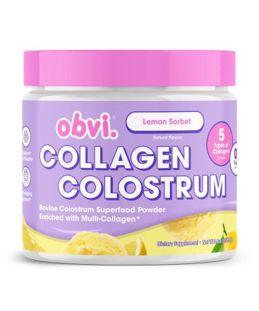 Obvi Collagen Peptide Colostrum Powder | Multi-Collagen Peptides with Grass-Fed Bovine Colostrum | Supports Gut Health Immune Skin & Hair | Gluten-Free Keto-Friendly | Lemon Sorbet 30 Servings