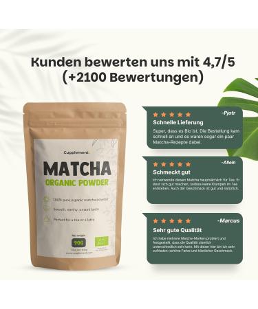  Cupplement Cupplement - 4 bags of Matcha 90g - Organic - Free Matcha Whisk - Highest quality green tea powder - Buy Online on GoSupps.com