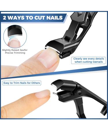 2024 Upgrade Angled Head Nail Clippers for Seniors Ergonomic Toenail Clipper for Thick Nails Premium Steel Toe Nails Clippers with Catcher for Men Black Nail Clippers - Buy Online on GoSupps.com