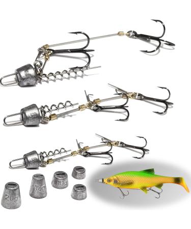 3 pieces of stinger hook with leader system (s m l) for bait of sizes 10 13 18cm and 5 interchangeable weights |Drilling for rubber fish with Jigkopf |Shallow Rig & Angsthaken Department Hecht K der - Buy Online on GoSupps.com