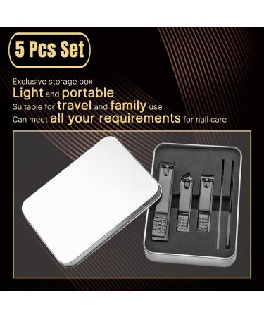 5Pcs Stainless Steel Nail Clippers Set for Thick Toenails - Heavy Duty Black Toenail Clippers Kit - Buy Online on GoSupps.com