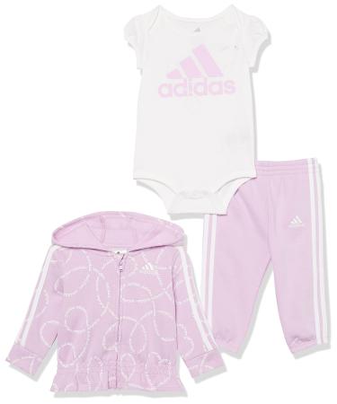 adidas girls 3-piece Fleece Set 12 Months Pulse Lilac